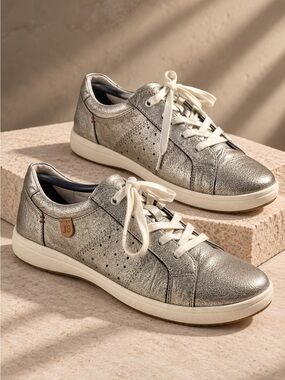 Josef Seibel metallic silver sneakers orthopedic liners comfort shoes size 40